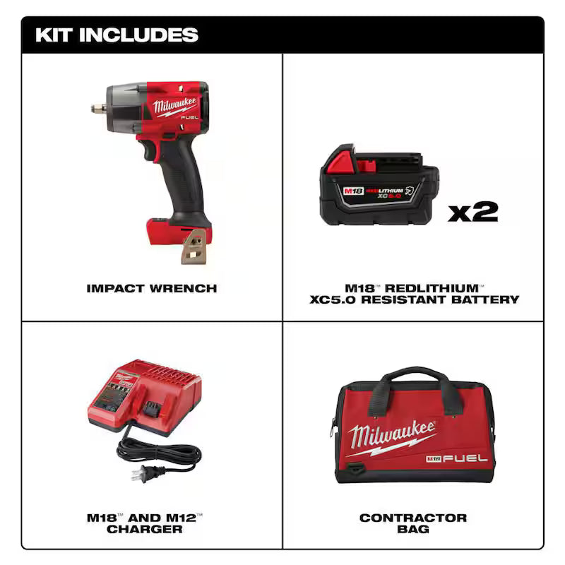 18V Lithium-Ion Brushless Cordless 3/8 in. Mid-Torque Impact Wrench Kit W269