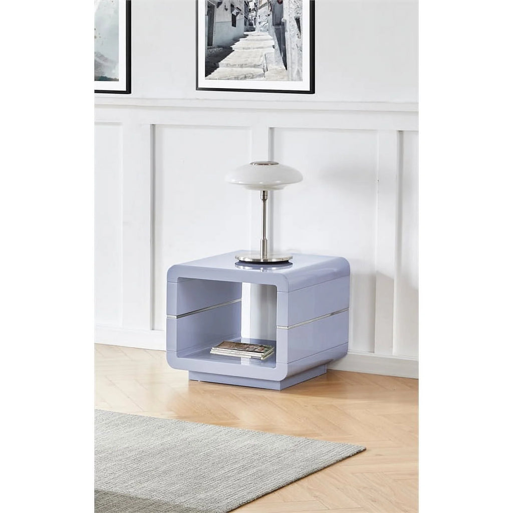 Wood End Table with Light Gray Lacquer Finish T79633