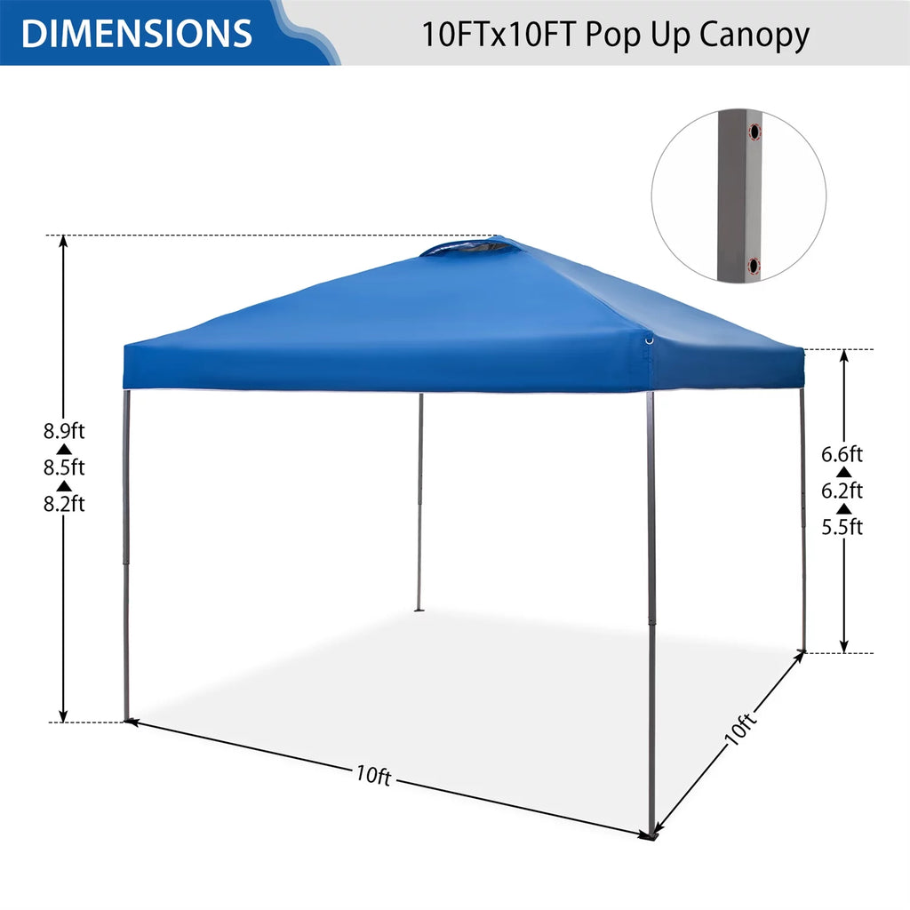10x10ft Pop-up Canopy Tent with Wheeled Bag - Blue S3685