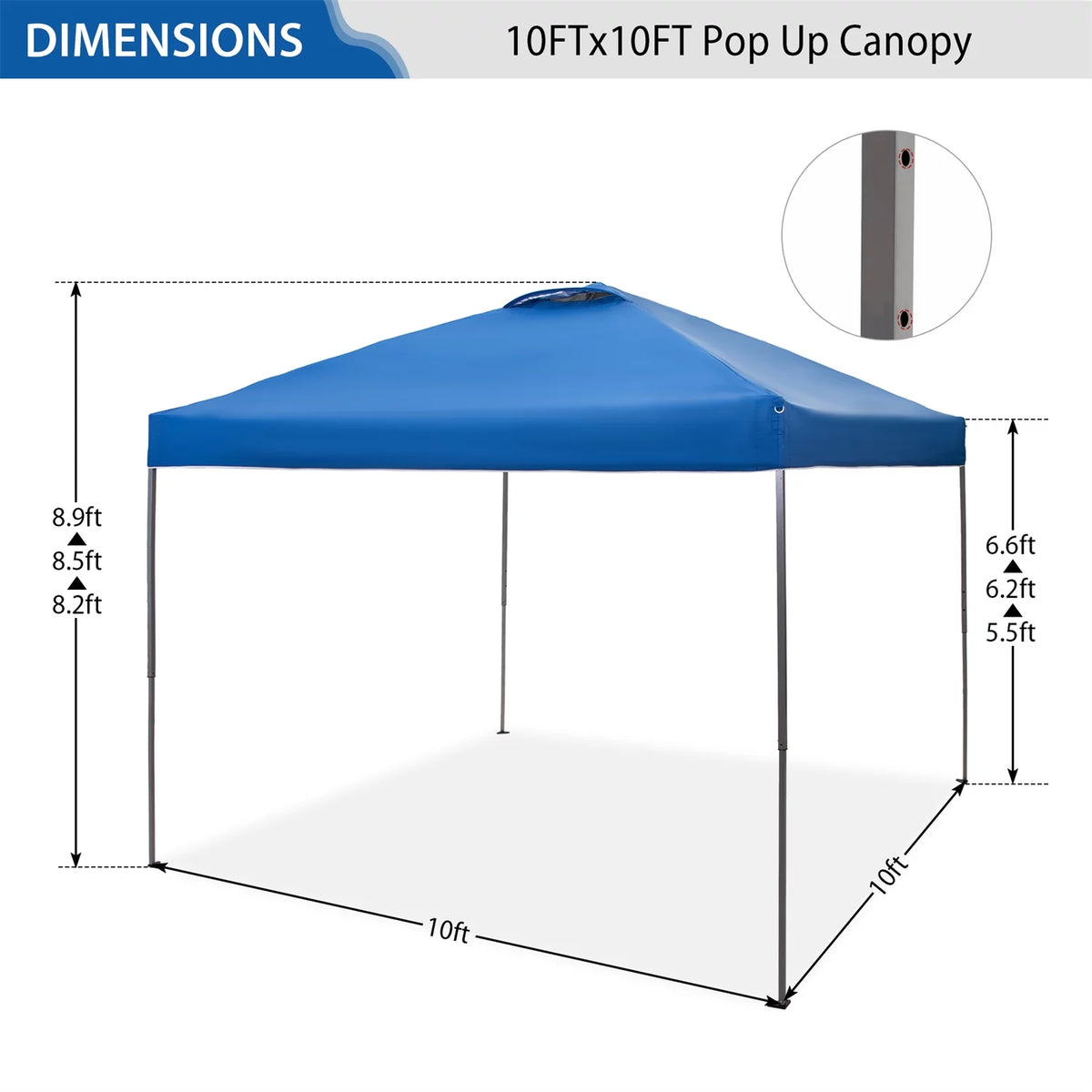 10x10ft Pop-up Canopy Tent with Wheeled Bag - Blue S3685