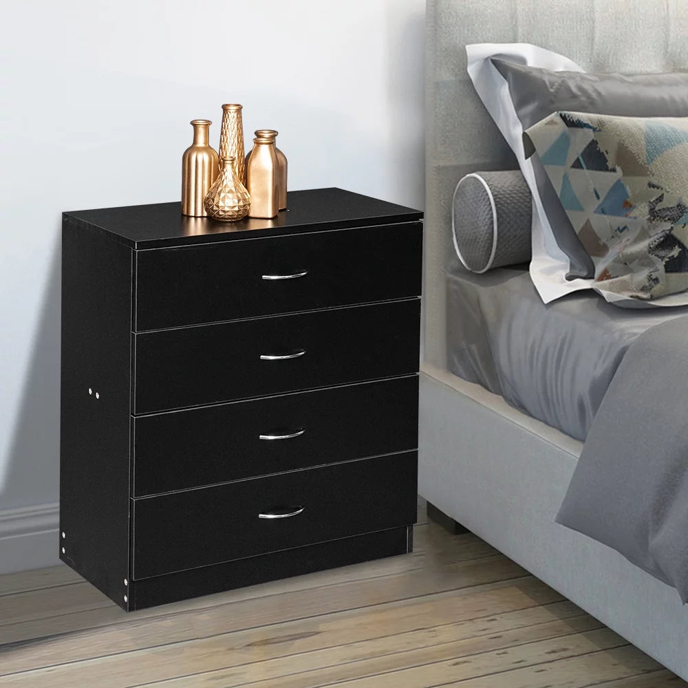 Black 4 Drawer Wood Nightstand C801919