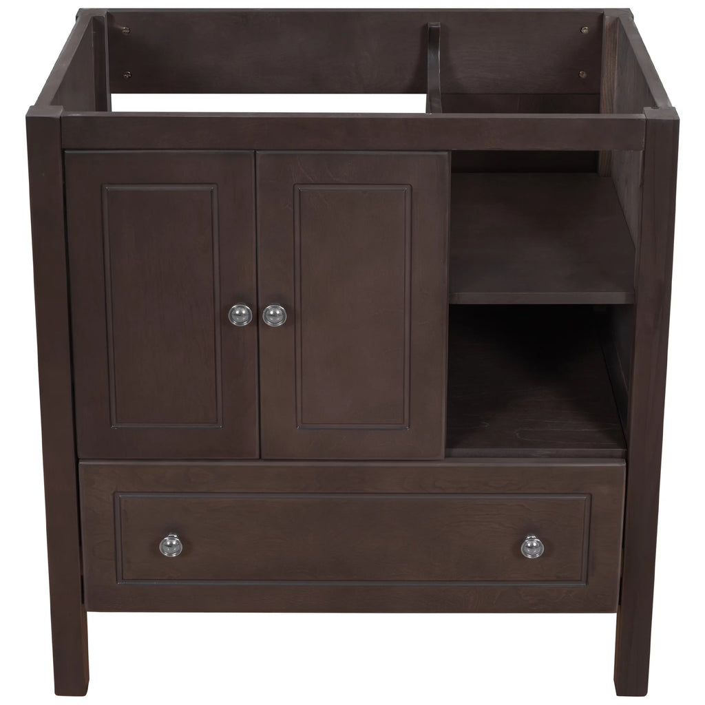 30" Brown Solid Wood Bathroom Vanity Base Only N2253