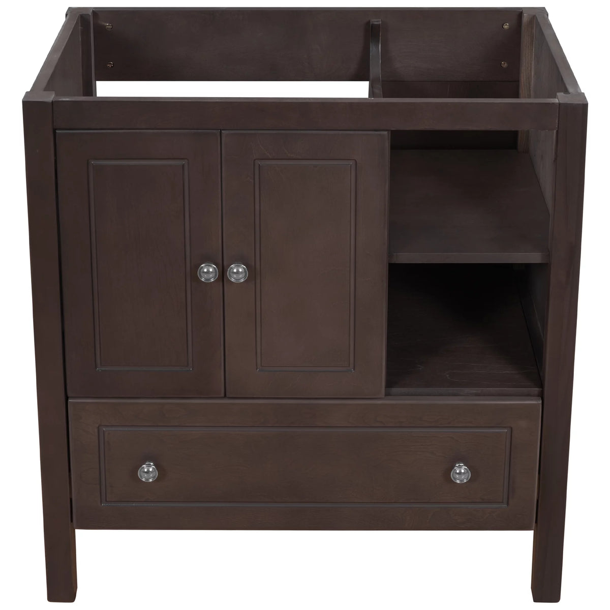 30" Brown Solid Wood Bathroom Vanity Base Only N2253
