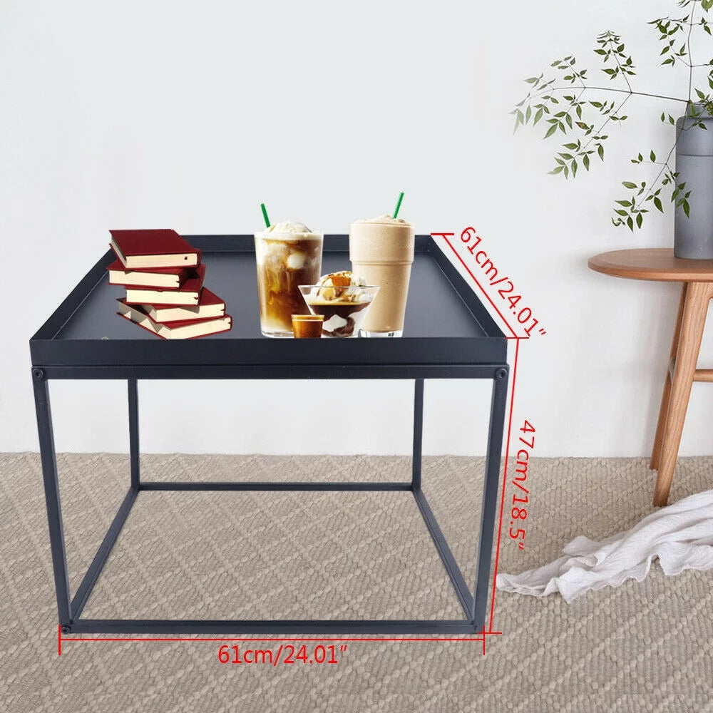 24" Black Metal Square Side Table Z4474