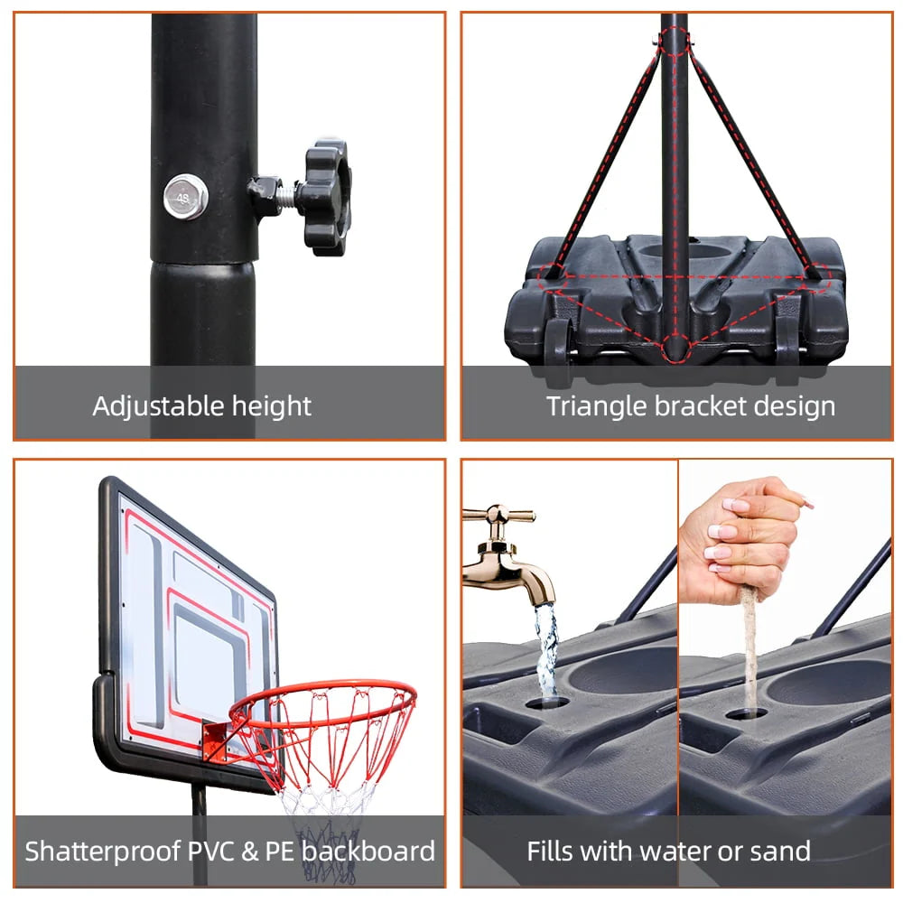 Basketball Hoop Portable 5'-7' Adjustable Height Outdoor S320