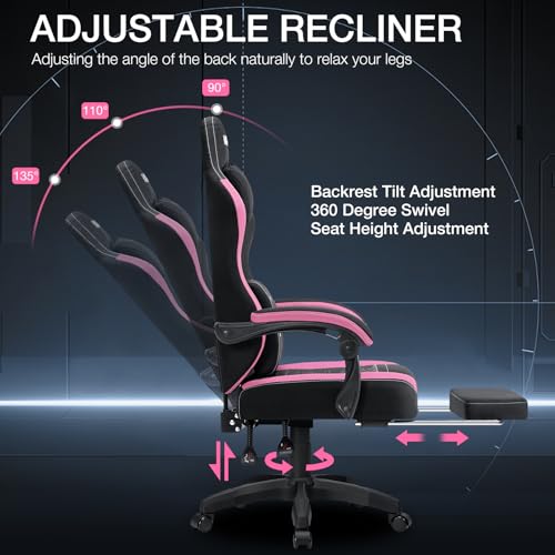 Fabric Gaming Chair with Footrest and Lumbar Support Green and White G871921