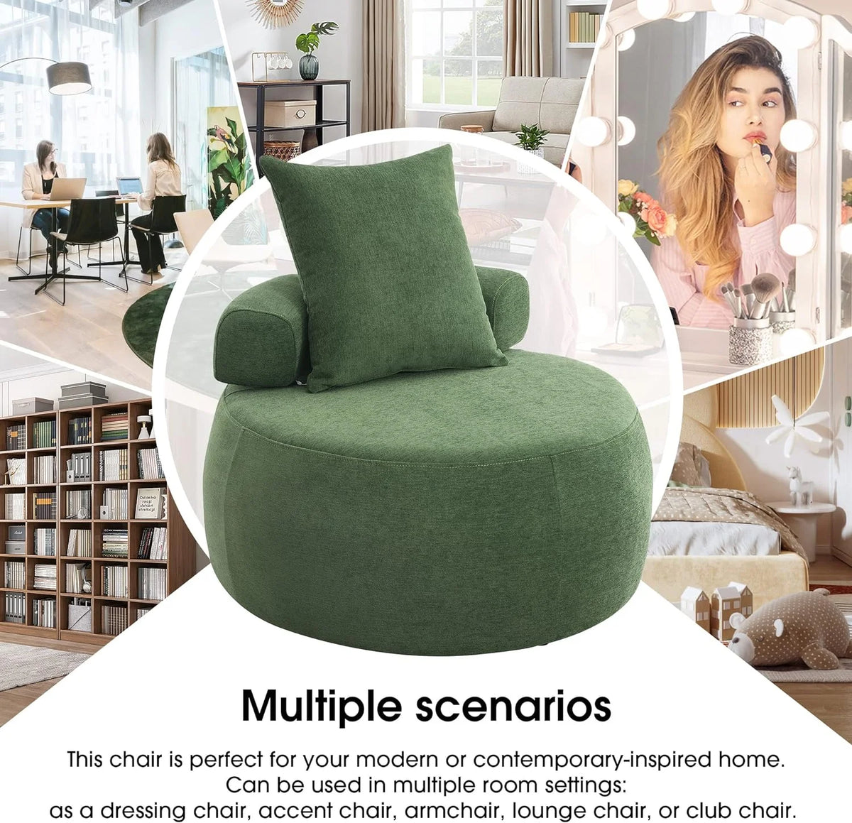 Barrel Armchair with Pillow I860