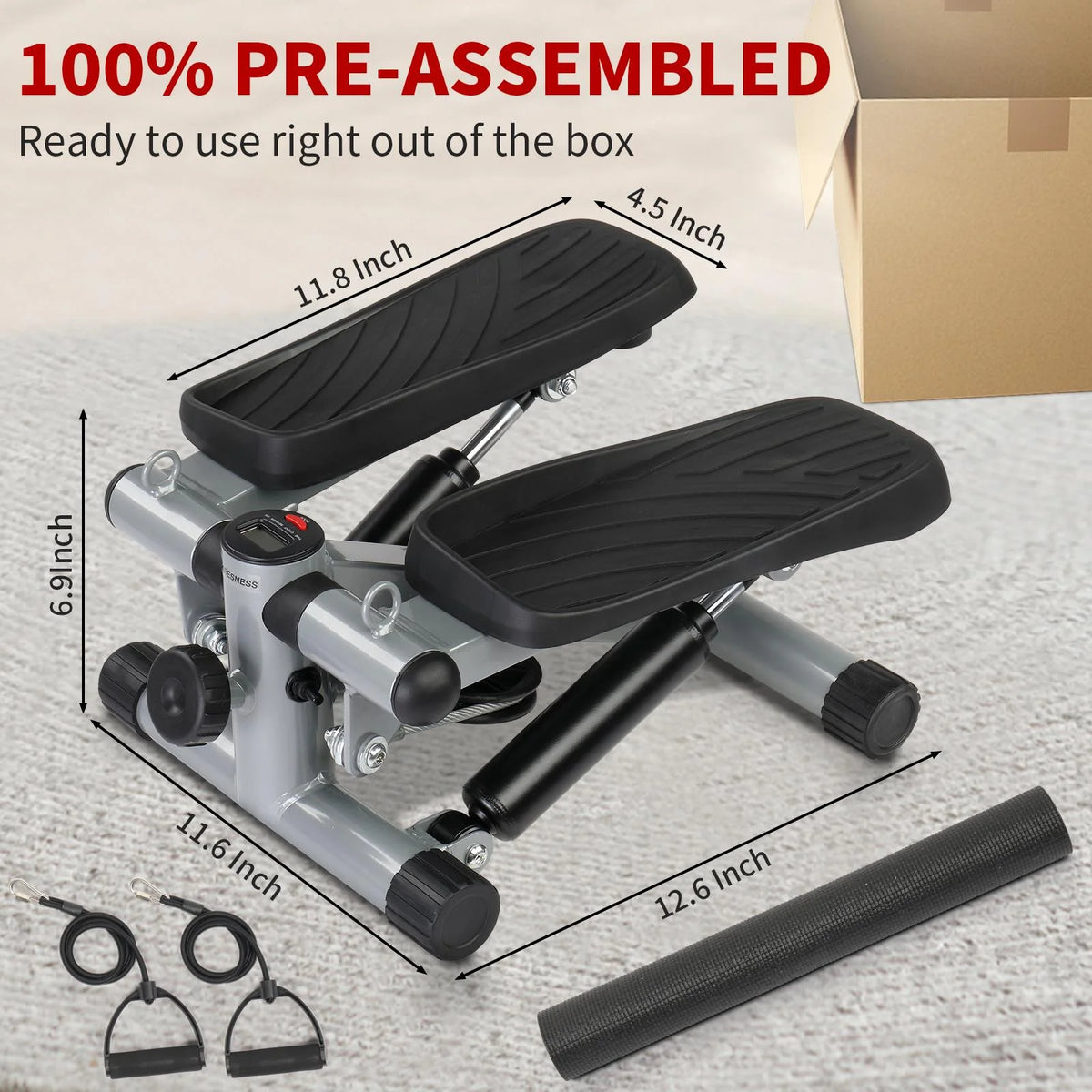 Mini Air Aerobic Stepper with LCD Display & Resistance Bands E877044