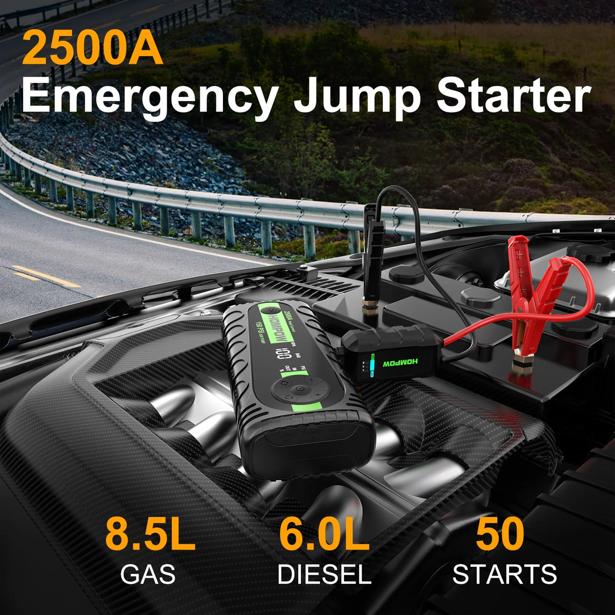 2500A Portable Jump Starter with Air Compressor J3817