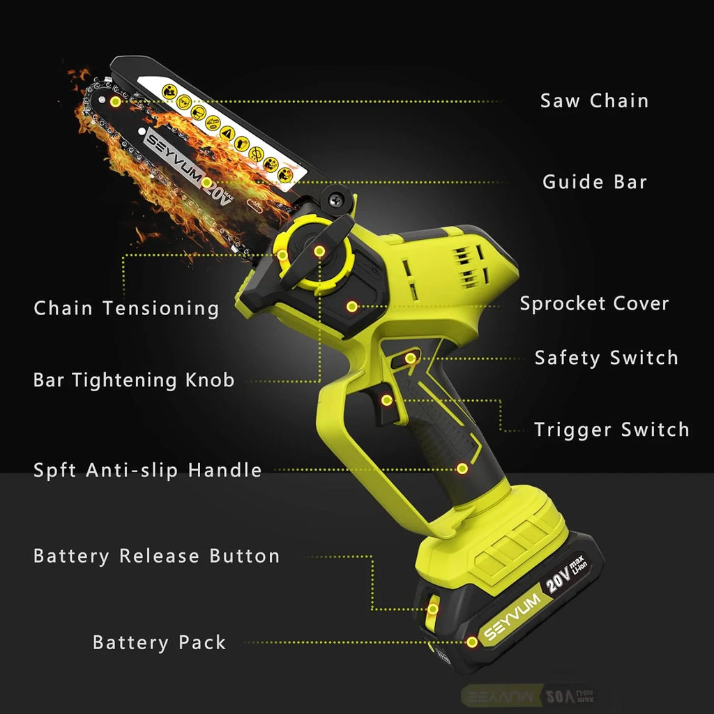 6inch Cordless Mini Chainsaw with 2 Batteries K448