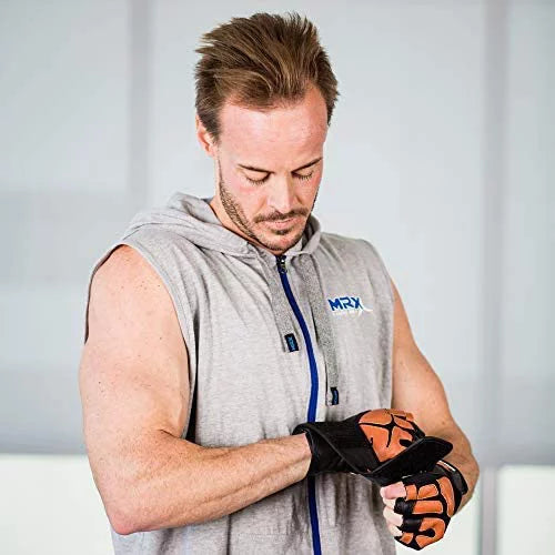 Weight Lifting Gloves Long Wrist Strap Black / Red M D33021