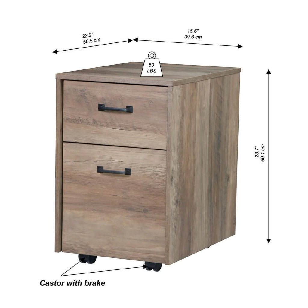 Rustic Oak Finish Mobile File Cabinet G88491