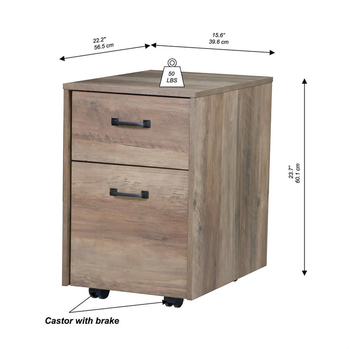 Rustic Oak Finish Mobile File Cabinet G88491