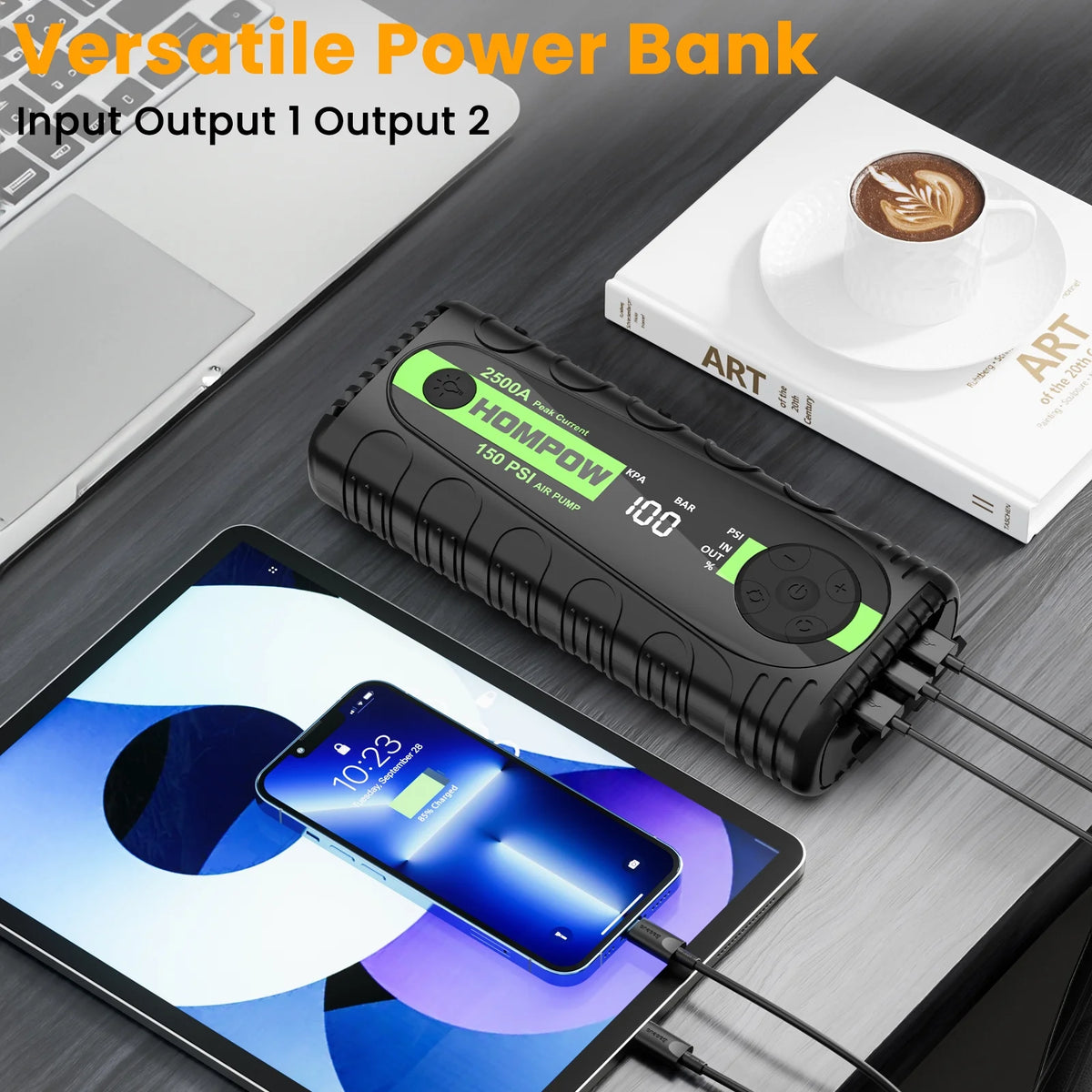 2500A Portable Jump Starter with Air Compressor J3817