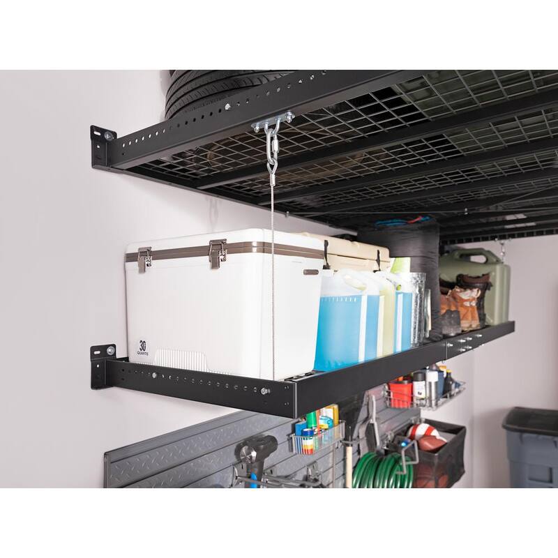 2 ft. x 8 ft. Black Garage Wall Shelving 2-Pack A51071