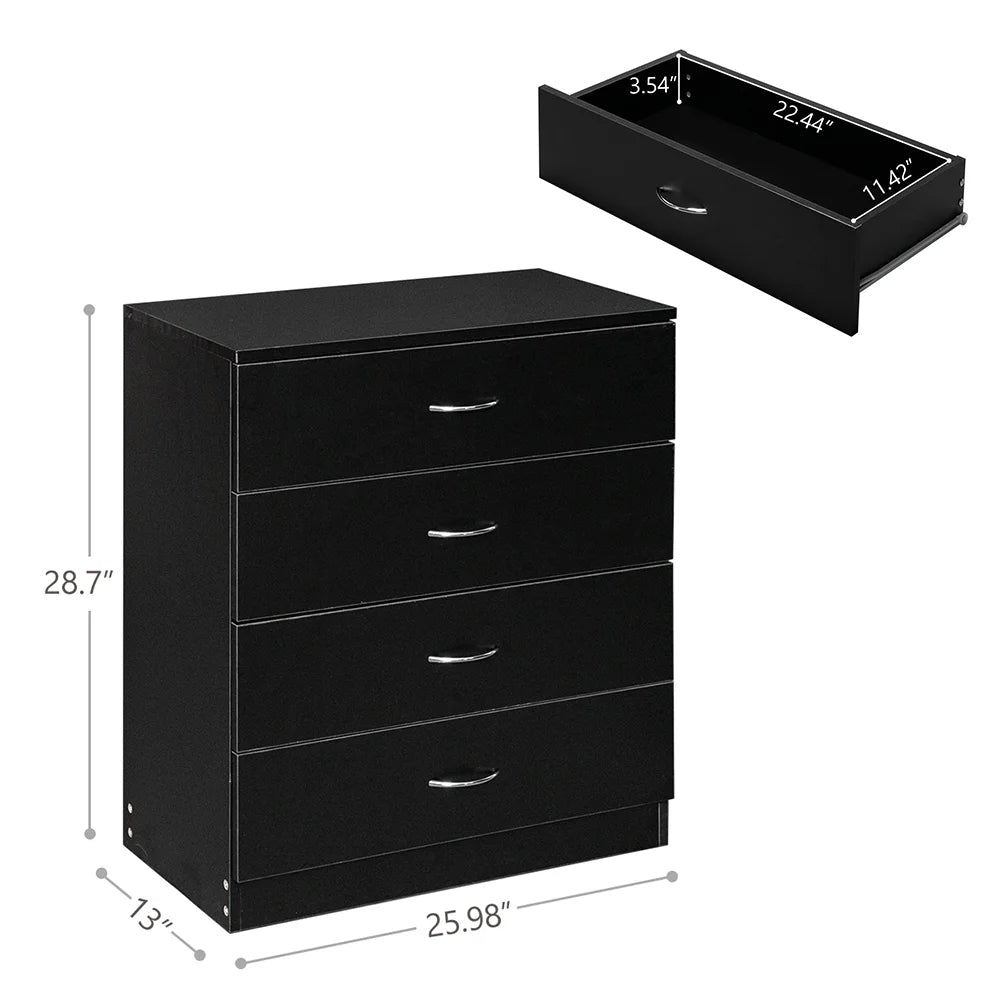 Black 4 Drawer Wood Nightstand C801919