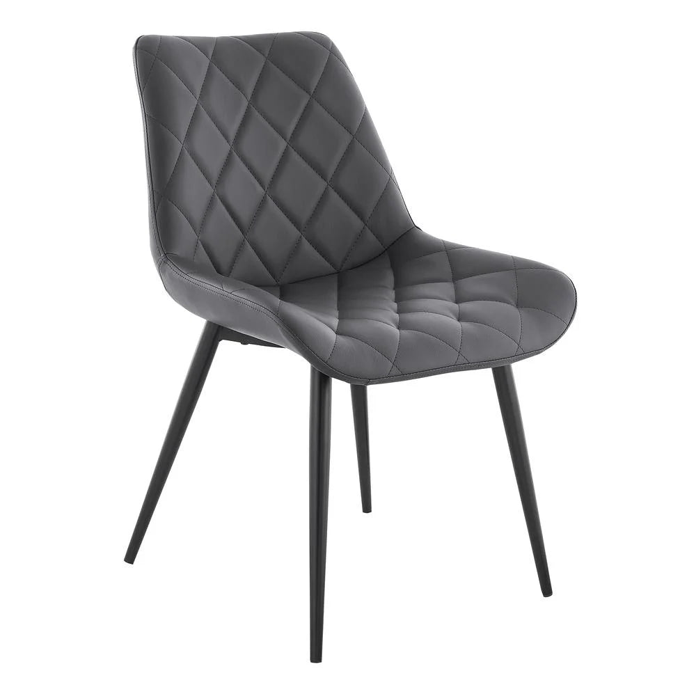 Gray Black Faux Leather Dining Chair Set of 2 Z33719