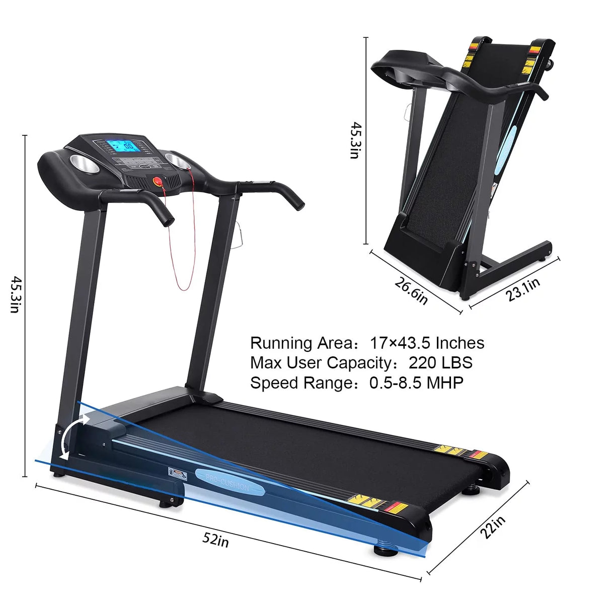 2.5 HP Folding Treadmill with 12% Auto Incline M69691