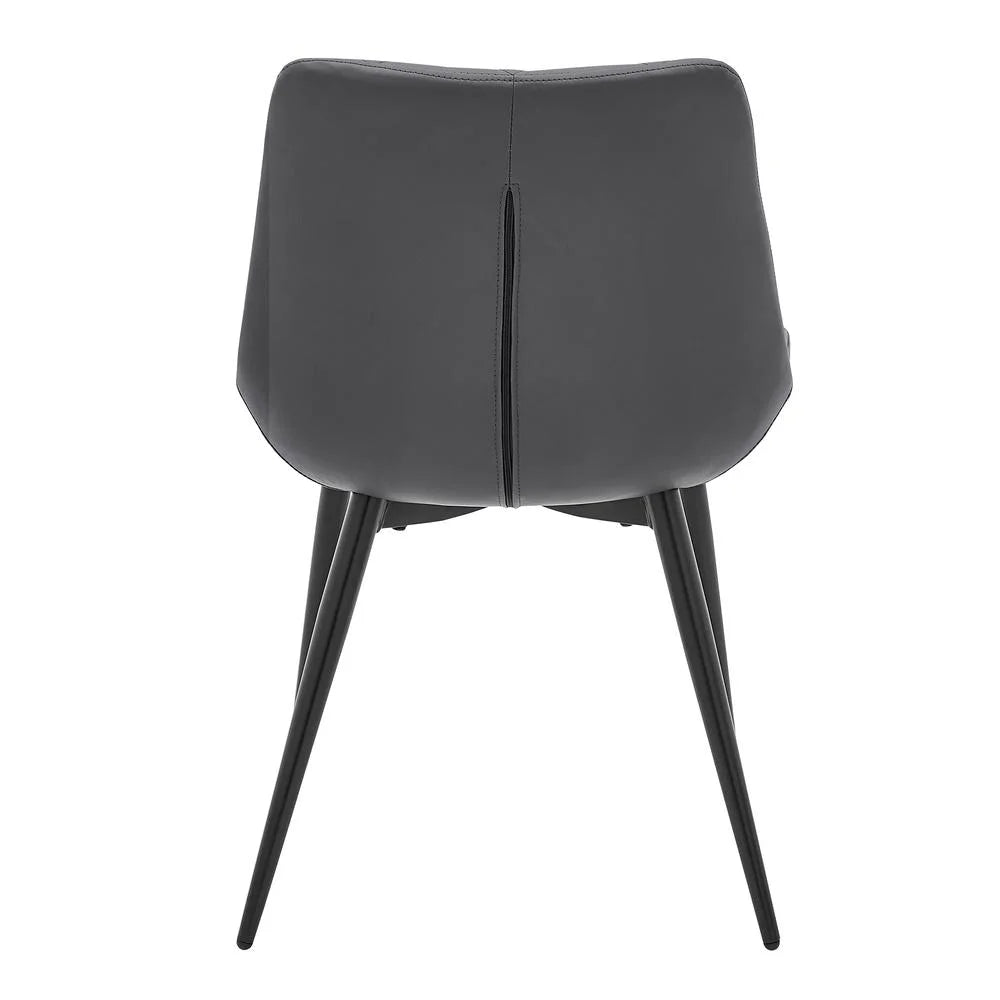 Gray Black Faux Leather Dining Chair Set of 2 Z33719