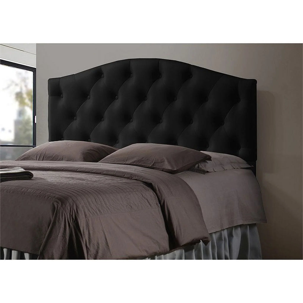 Black Faux Leather Tufted Queen Size Panel Headboard A1669