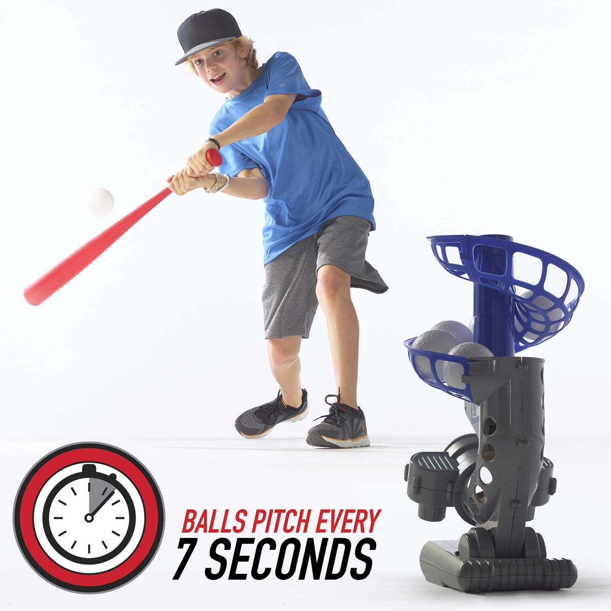 Electronic Baseball Pitching Machine with 6 Plastic Baseballs D43063