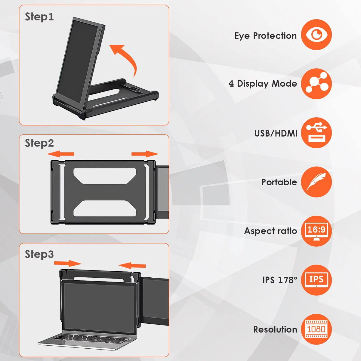 Laptop Screen Extender 12" Full HD IPS Dual Monitor Z987