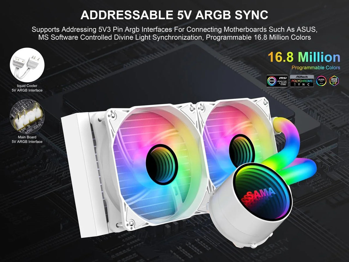 240mm ARGB Liquid Cooler with PWM Fan White Z722221