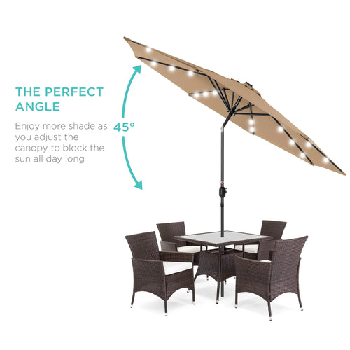 10ft Solar LED Lighted Patio Umbrella with Tilt Adjustment E5955