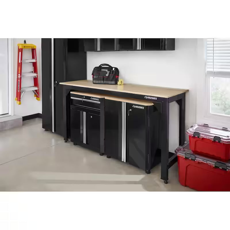 Solid Wood Top Workbench in Black C7139