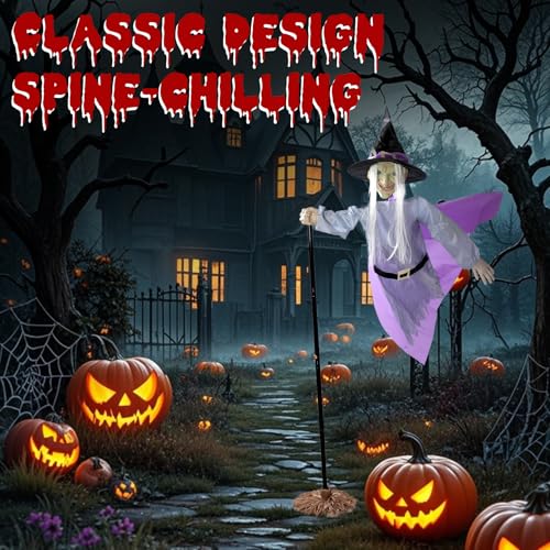 Animated Hovering Witch Halloween Prop with Sound & Touch Sensor X5568