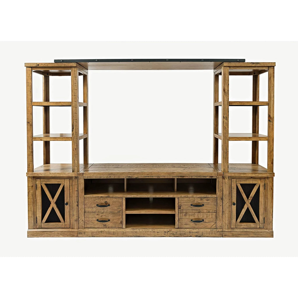 Rustic Distressed Pine Entertainment Center with 60" TV Console E7553