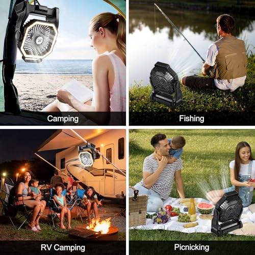 20000mAh Rechargeable Camping Fan with LED Lantern S147369