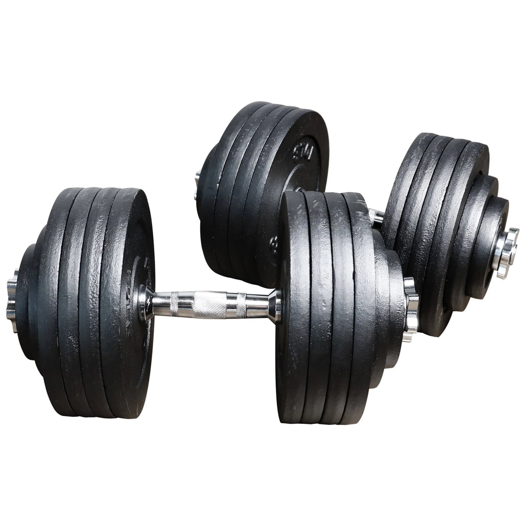 Adjustable Weight Dumbbells Set with Cast Iron Plates X658