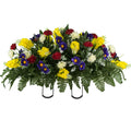 Cemetery Saddle with Red Yellow Purple Wildflowers M655