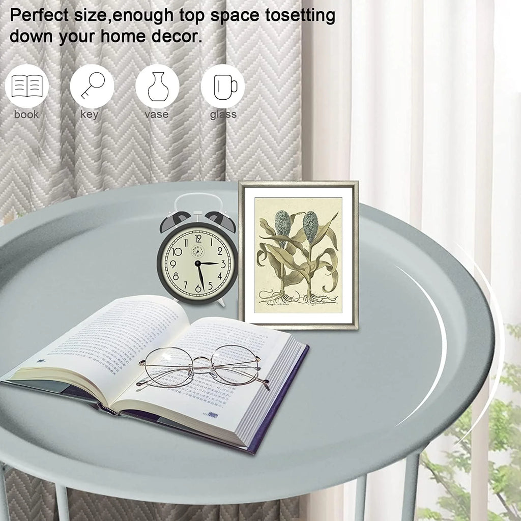 Black Round Metal Folding Tray Side Table C42697