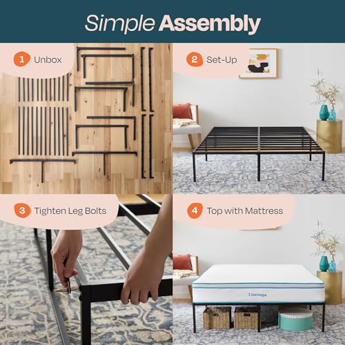 Folding Metal Platform Bed Frame Full Size J73588
