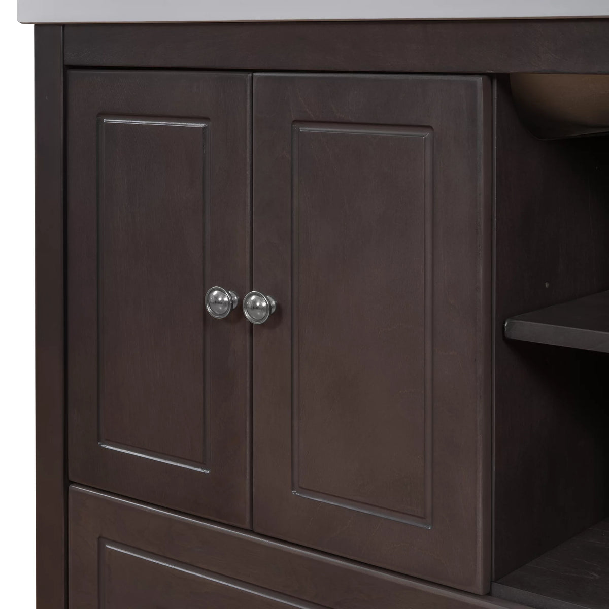 30" Brown Solid Wood Bathroom Vanity Base Only N2253