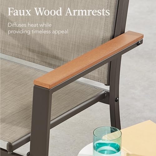 Set of 2 Stackable Outdoor Textilene Chairs with Armrests F4819