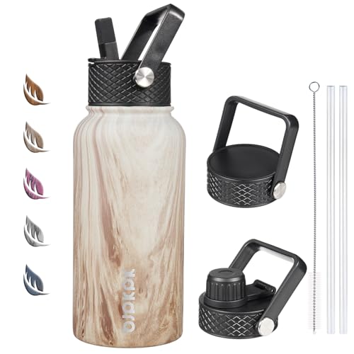 Half Gallon Insulated Stainless Steel Water Bottle with Straw Lid, Black U422465