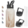 Half Gallon Insulated Stainless Steel Water Bottle with Straw Lid, Black U422465