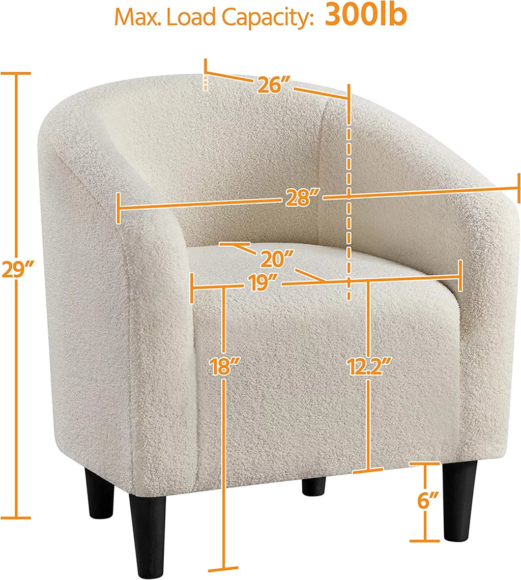 Ivory Faux Fur Barrel Chair N355