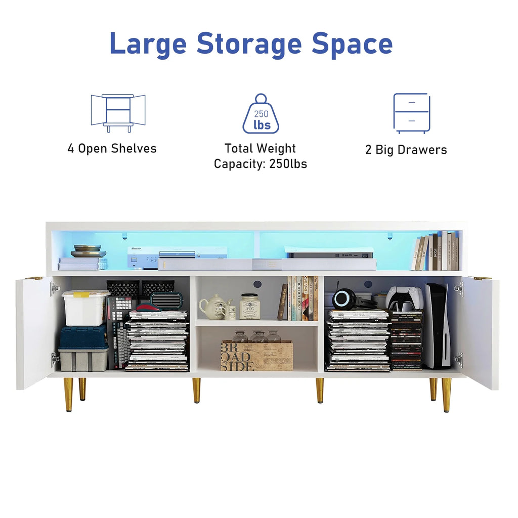 White Wood TV Stand for 55 60 65 inch TV B37891