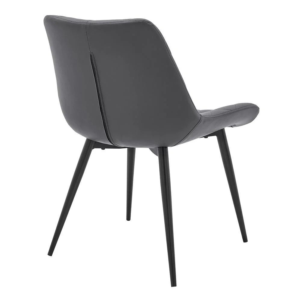 Gray Black Faux Leather Dining Chair Set of 2 Z33719