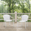 3Pc White Outdoor Wicker Chair Set with Side Table R291741