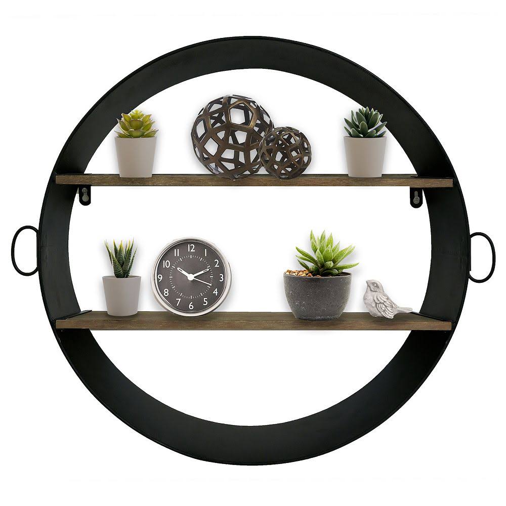Round Black Metal with 2 Shelves Z5121
