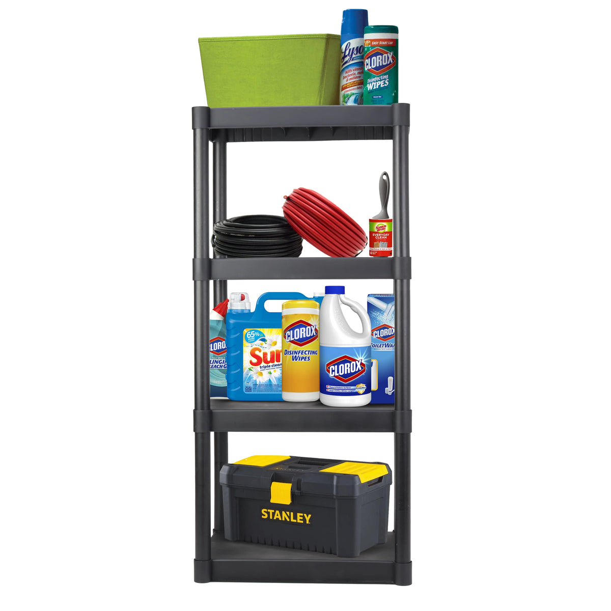 Plastic 4-Tier Storage Shelves Black A192
