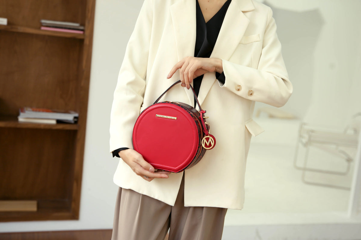 Red Vegan Leather Crossbody Bag U4873