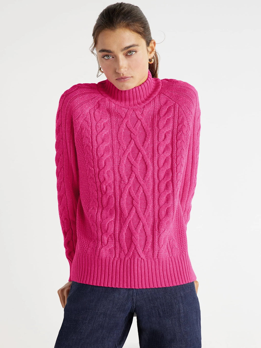 Mock Neck Cable Pullover Sweater N924273