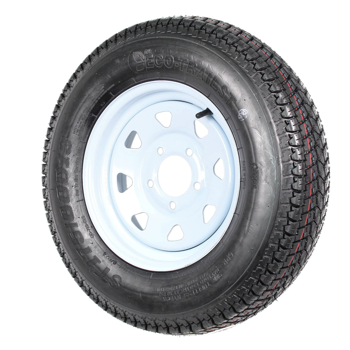 2-Pk Trailer Tires Rims ST175/80D13 5 Lug White Spoke Wheel D7538