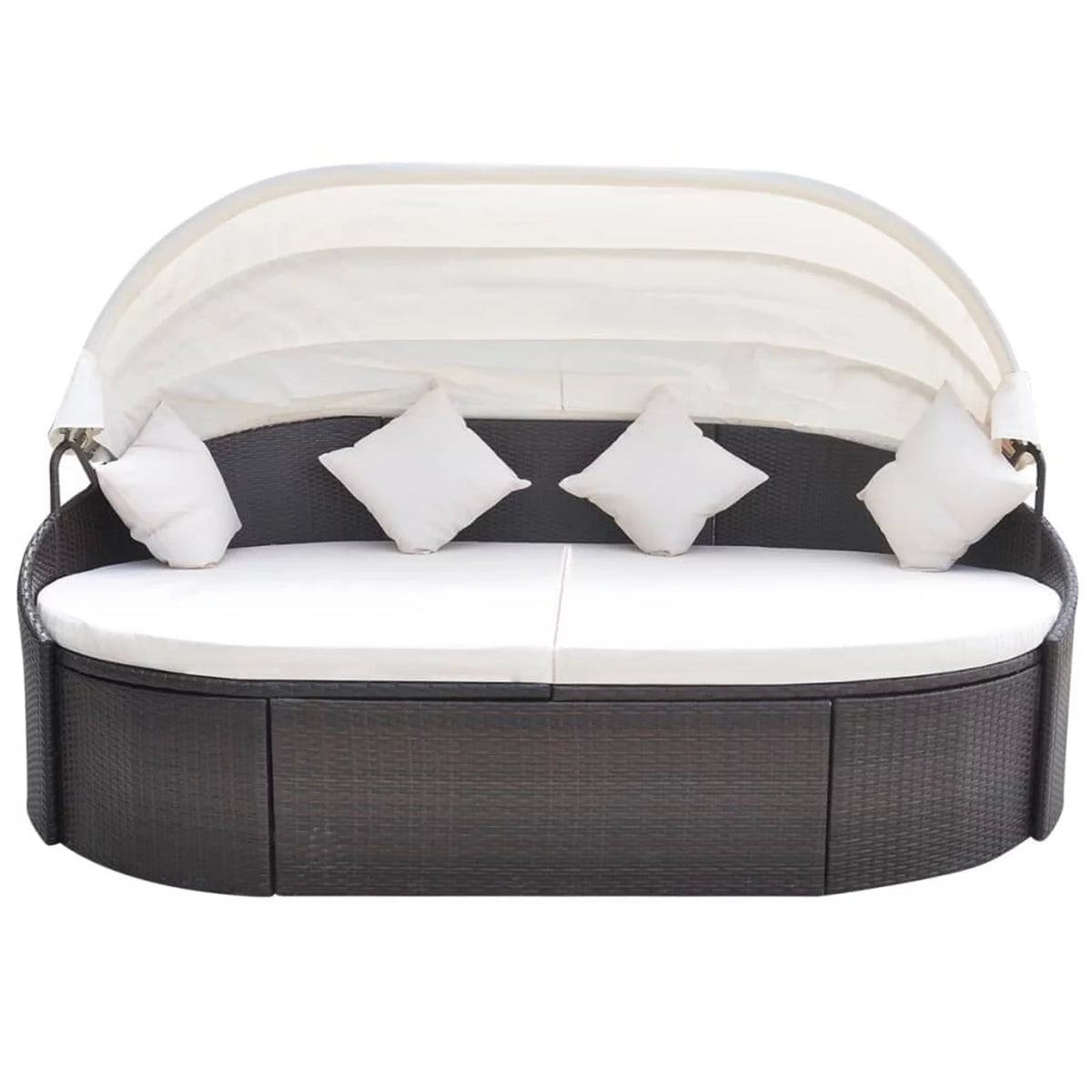 Patio Bed with Canopy Poly Rattan Brown L715
